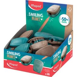 Taille-crayons 1 usage PULSE SMILING PLANET, bleu/brun