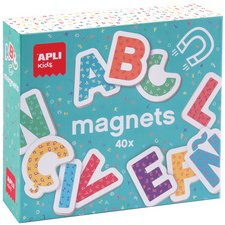 Boîte de 40 magnets lettres en bois