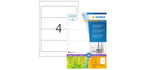 Étiquette pour dos de classeur recyclée, 192 x 61 mm,