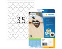 Étiquette en forme de coeur, diamètre: 35 mm, blanc