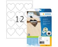 Étiquette en forme de coeur, diamètre: 60 mm, blanc