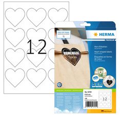 Étiquette en forme de coeur, diamètre: 60 mm, blanc