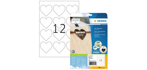 Heart-shaped tag, diameter: 60 mm, white