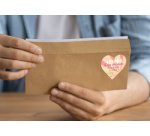 Heart-shaped tag, diameter: 60 mm, white