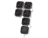 Bloc multiprises flexible, 5 prises, noir/blanc