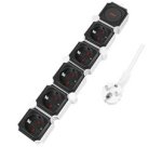 Bloc multiprises flexible, 5 prises, noir/blanc