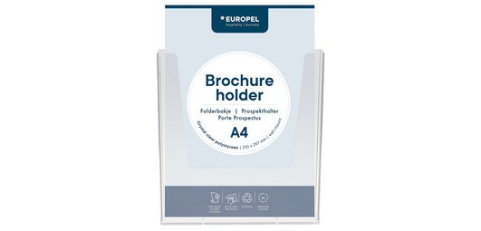 Porte-brochures mural, A4 portrait, transparent