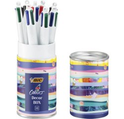 BIC Stylo à bille 4 Colours, boîte métallique de 8