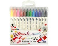 Penseelstift PentelArts BrushSignPen Twin - set van 18 stuks