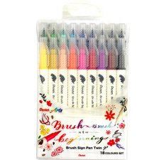 Penseelstift PentelArts BrushSignPen Twin - set van 24 stuks
