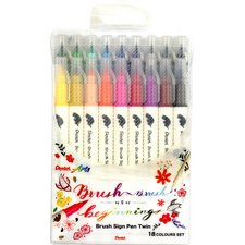 Penseelstift PentelArts BrushSignPen Twin - set van 24 stuks