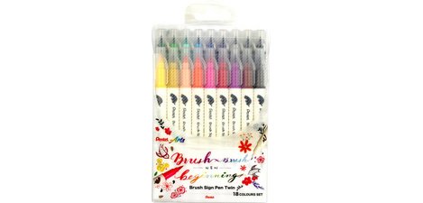 PentelArts Brush Sign Pen Twin, set of 24