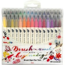 Penseelstift PentelArts BrushSignPen Twin - set van 6 stuks