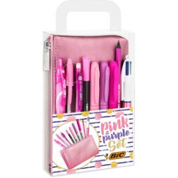 BIC Writing Kit 'PINK & PURPLE' with pencil case, 10 pieces.