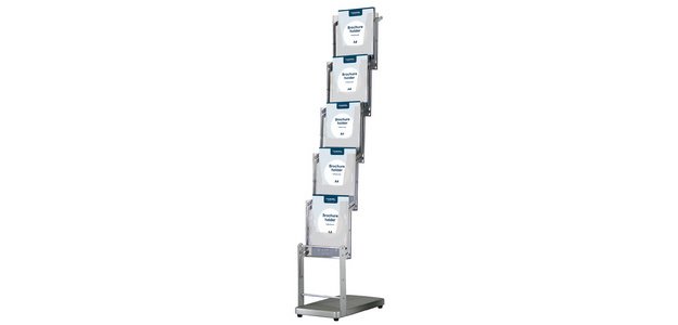 Porte-brochures sur pied, A4, 5 x A4, pliable