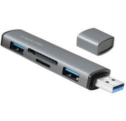 Hub USB 3.2 Gen2, avec lecteur de carte, 2 ports
