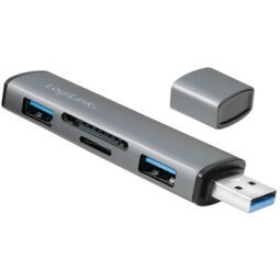 Hub USB 3.2 Gen2, avec lecteur de carte, 2 ports
