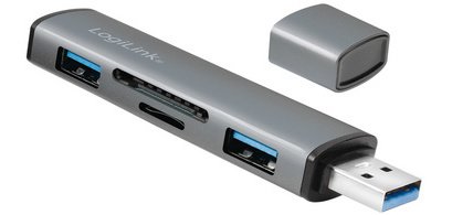 Hub USB 3.2 Gen2, avec lecteur de carte, 2 ports