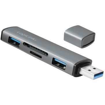 Hub USB 3.2 Gen2, met kaartlezer, 2 poorten