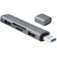 Hub USB 3.2 Gen2, avec lecteur de carte, 2 ports