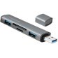 Hub USB 3.2 Gen2, met kaartlezer, 2 poorten