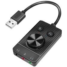 Adaptateur audio USB 2.0 avec réglage sonore, noir