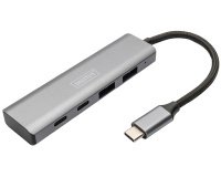 Hub USB-C, 4 ports, 2x USB A + 2x USB-C, gris foncé