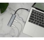 Hub USB-C, 4 ports, 4x USB C 3.1 Gen 1, gris foncé
