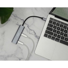 Hub USB-C, 4 poorten, 4x USB C 3.1 Gen 1, donkergrijs