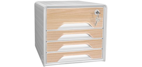 Bloc de classement 4 tiroirs smoove secure format 24x32cm  superposable blanc / h tre