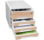 Bloc de classement 4 tiroirs smoove secure format 24x32cm  superposable blanc / h tre