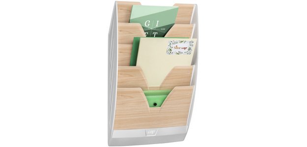 CEP Wall Display Silva, A4, 5 Compartments, White/Beech
