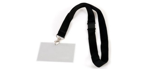 Porte-nom avec cordon textile, 90 x 60 mm
