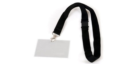 Porte-nom avec cordon textile, 90 x 60 mm