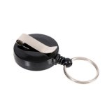 Porte-badge avec enrouleur et porte-clés, noir