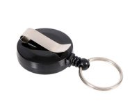 Porte-badge avec enrouleur et porte-clés, noir