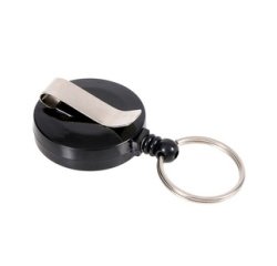 Porte-badge avec enrouleur et porte-clés, noir