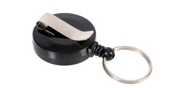 Porte-badge avec enrouleur et porte-clés, noir