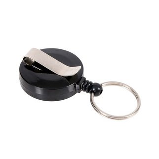 Porte-badge avec enrouleur et porte-clés, noir