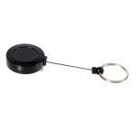 Porte-badge avec enrouleur et porte-clés, noir