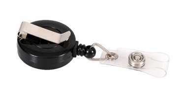 Porte-badge avec enrouleur, rond, noir