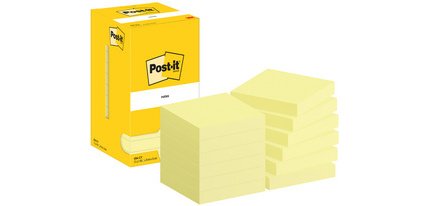 Post-It Notes, 100 Blatt, Größe 38 x 51 mm, gelb, Packung mit 12 Blöcken