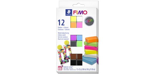 Set de pâte à modeler 'fluo', set de 12