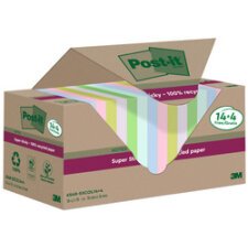 Recycling Notes assorties Super Sticky 76 x 76 mm - bloc de 70 feuilles