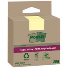 Recycling Notes jaune Super Sticky 76 x 76 mm - bloc de 70 feuilles