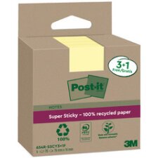 Recycling Notes jaune Super Sticky 76 x 76 mm - bloc de 70 feuilles