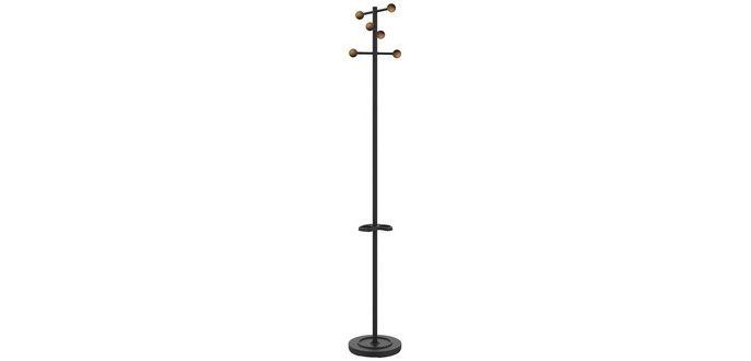 WELCOME WOOD Coat Rack, 6 hooks, black