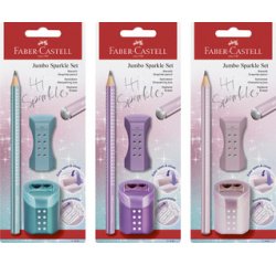 FABER-CASTELL Kit d'écriture Jumbo GRIP SPARKLE, assorti
