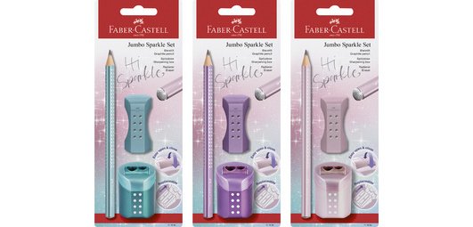 FABER-CASTELL Jumbo GRIP SPARKLE Writing Kit, assorted