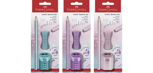 FABER-CASTELL Kit d'écriture Jumbo GRIP SPARKLE, assorti
